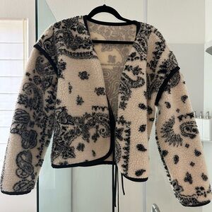 Women's Black and Cream Patterned Jacket